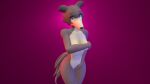  16:9 3d_(artwork) anthro beastars blue_eyes canid canine canis covering covering_breasts covering_crotch covering_pussy covering_self digital_media_(artwork) female fur grey_body grey_fur hi_res juno_(beastars) looking_at_viewer mammal navel neonluv nude simple_background solo widescreen wolf 