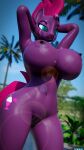  3d_(artwork) 4k 9:16 absurd_res anthro areola big_breasts blue_eyes breasts broken_horn cutie_mark digital_media_(artwork) equid equine eye_scar facial_scar female friendship_is_magic genitals hands_behind_head hasbro hi_res horn huge_breasts lens_flare mammal my_little_pony my_little_pony:_the_movie_(2017) nipples nude nyaasapphire pose pussy scar solo tempest_shadow_(mlp) unicorn 