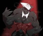  abs absurd_res avian biceps black_body black_feathers blush breath clothed clothing corset deltarune feathers hi_res imkn_626 lingerie male mask muscular muscular_male nipples panting pecs red_eyes solo swatchling topwear undertale_(series) video_games 