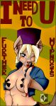  absurd_res anthro blonde_hair blue_eyes canid canine canis duct_tape female hair hi_res hypnosis looking_at_viewer mammal mind_control nightshadeink93 pinup pose solo tape wolf 