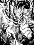  2007 chaos-draco clothed clothing female horn human mammal monochrome scales traditional_media_(artwork) 