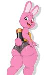  2021 anthro battery big_butt bottomwear butt clothing duracell duracell_bunny fur hi_res hotpants lagomorph leporid male mammal pink_body rabbit shorts solo usnarbit 