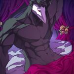  1:1 abs avian bed bed_sheet bedding biceps black_body curtains darkner deltarune flower furniture male mask muscular nude pecs plant red_eyes solo swatchling undertale_(series) video_games yeensinjeans 