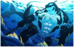  abs anthro black_body bottomwear cetacean clothed clothing delphinoid fish hi_res jewelry kulplant lingguang loincloth male mammal marine muscular muscular_anthro muscular_male necklace notes_of_hearts oceanic_dolphin orca pecs sea shell solo toothed_whale topless underwater water 