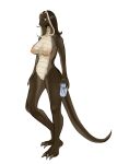  absurd_res anthro beverage big_breasts big_nipples breasts brown_body claws energy_drink female genitals hair hi_res milin multicolored_hair nipples nude pussy reptile scalie snake solo standing tongue tongue_out two_tone_hair 