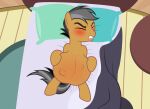  abdominal_bulge badumsquish bed blush bulge clenched_teeth equid equine eyes_closed feral friendship_is_magic furniture grey_hair hair hasbro hi_res horse labor lying male mammal my_little_pony on_back on_bed pillow pony pregnant pregnant_male quadruped quibble_pants_(mlp) teeth water_break 