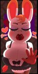  &lt;3 &lt;3_eyes absurd_res against_surface ambiguous_gender animal_crossing anthro clothing female gloves hand_focus handwear hi_res human junethekitty kissing lips macro mammal mspaintgts nintendo on_glass smothering thick_lips tiffany_(animal_crossing) video_games villager_(animal_crossing) 