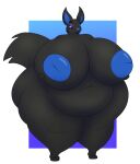  absurd_res alpha_channel anthro belly big_belly big_breasts big_butt big_ears black_body black_fur blue_body blue_fur blue_nipples blue_nose breasts butt canid canine carboncopy612 chiropteran dusk_fonce eyeshadow female fluffy fluffy_tail fox fur hi_res huge_breasts huge_butt huge_thighs hybrid hyper hyper_breasts hyper_butt hyper_nipples hyper_thighs inverted_nipples makeup mammal mature_female navel nipples obese overweight purple_eyes solo thick_thighs wide_hips 
