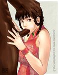  1girl azasuke blowjob censored cheek_bulge dead_or_alive double_bun double_buns fellatio highres interracial lei_fang oral tecmo 