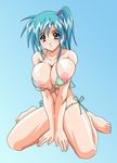  bikini blue_hair breasts divergence_eve highres huge_breasts kureha_misaki nipples sexy swimsuit wardrobe_malfunction 