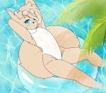  absurd_res anthro beach biped canid canine clothed clothing digital_media_(artwork) fennec fidda_gracepaws_(character) fiddagracepaws_(artist) flat_chested floatie fox fur girly hair hi_res inflatable looking_at_viewer male mammal outside seaside smile solo swim_ring swimwear water wet wet_clothing 