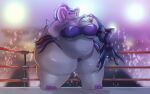  16:10 anthro big_breasts breasts clothing dragon duo elephant elephantid female fighting_ring hi_res huge_breasts mammal obese obese_female overweight overweight_female proboscidean robthehoopedchipmunk size_difference widescreen 