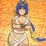  1:1 4_fingers animal_crossing animal_humanoid animated ankha_(animal_crossing) ankha_zone big_breasts black_pupils blue_eyeshadow blue_hair blue_tail bouncing_breasts breast_rest breast_squish breasts cat_humanoid cat_tail chest_wraps closed_smile clothed clothing cosplay crossed_arms dancing egyptian emi_(character) eyebrow_through_hair eyebrows eyelashes eyeshadow felid felid_humanoid feline feline_humanoid female fingers glistening glistening_breasts glistening_eyes hair humanoid humanoid_pointy_ears humor long_eyelashes looking_at_viewer low_res makeup mammal mammal_humanoid markings meme navel nintendo partially_clothed pink_eyes pupils short_hair short_playtime smile solo squish striped_markings striped_tail stripes tail_markings tail_motion tailwag tan_body tan_skin thick_thighs translucent translucent_hair twistedgrimtv two_tone_tail uraeus video_games watermark wide_hips wrappings wraps wristband yellow_inner_ear yellow_tail 