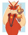  2021 anthro areola avian bikini blaziken blue_background blue_eyes border breasts camel_toe clothed clothing crotch_tuft elemental_manipulation feathers female fire fire_manipulation hi_res looking_at_viewer nintendo nipple_outline non-mammal_breasts pok&eacute;mon pok&eacute;mon_(species) pok&eacute;morph portrait red_body red_feathers requestfaeg simple_background skimpy sling_bikini solo swimwear three-quarter_portrait tuft video_games white_border yellow_sclera 