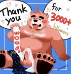  2021 absurd_res anthro balls belly black_nose blush clothing erection genitals hi_res humanoid_genitalia humanoid_hands humanoid_penis kemono male mammal moobs nipples overweight overweight_male penis sitting solo tongue tongue_out underwear ursid zuboboz 