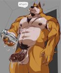  abs after_masturbation annoyed anthro armpit_hair balls barazoku beard biceps big_balls big_penis bodily_fluids body_hair broken_sex_toy brown_body brown_fur canid canine canis chest_tuft cigarette cigarette_in_mouth cum cum_drip cum_in_sex_toy cum_on_penis cum_on_sex_toy cum_string dialogue dripping english_text eye_scar facial_hair facial_scar fur genital_fluids genitals happy_trail hi_res holding_object holding_penetrable_sex_toy holding_sex_toy humanoid_genitalia humanoid_penis inside joelbearb low-angle_view male mammal muscular muscular_anthro muscular_male navel nipples nude pecs penetrable_sex_toy penis pubes scar sex_toy smoking solo tan_body tan_fur teeth text tuft vein veiny_penis wolf 