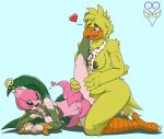  4_fingers 4_toes 5_toes alternate_species anthro anthrofied anus areola arm_tuft avian bandai_namco beak bedroom_eyes bib big_breasts big_butt biped bird blush bodily_fluids bottomwear breasts butt chica_(fnaf) chicken claws clothed clothing digimon digimon_(species) dress duo elbow_tufts elemental_creature elemental_humanoid eyebrows eyelashes fairy feather_hands feathers feet female female/female fingers five_nights_at_freddy&#039;s flora_fauna flower flower_creature flower_humanoid fur furrification galliform gallus_(genus) genital_fluids genitals hair humanoid humanoid_genitalia humanoid_pussy knock-kneed lillymon lying machine mature_anthro mature_female narrowed_eyes nipples non-mammal_breasts nude on_back open_beak open_mouth orange_beak overweight overweight_female phasianid pink_pussy pink_tongue plant plant_humanoid plump_labia pose pubes purple_eyes pussy pussy_juice seductive sex skirt slightly_chubby smile tail_feathers thevgbear thick_thighs toes tongue tribadism tuft vaginal video_games white_claws wide_hips wings yellow_body yellow_feathers yellow_pubes 