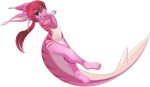 2021 3_toes 4_fingers alpha_channel anthro breasts digital_media_(artwork) eyebrows eyelashes feet female fin fingers hair hi_res red_eyes red_hair rudragon simple_background smile solo toes transparent_background 