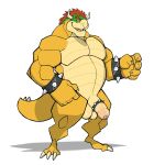  2021 absurd_res accessory anthro balls belly big_muscles bowser bracelet claws cock_ring darknaigart erection eyebrows foreskin genitals hair hi_res horn humanoid_genitalia humanoid_penis jewelry koopa male mario_bros musclegut muscular muscular_anthro muscular_male nintendo nude pecs penis penis_accessory penis_jewelry red_hair scalie simple_background smile solo spiked_bracelet spiked_cock_ring spiked_tail spikes spikes_(anatomy) standing thick_thighs video_games white_background yellow_body 