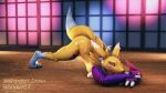  16:9 3d_(artwork) anthro bandai_namco bedroom_eyes claws clothing curvaceous curvy_figure digimon digimon_(species) digital_media_(artwork) female fur glistening glistening_body grin hi_res iwondery jack-o&#039;_pose narrowed_eyes pose purple_clothing renamon seductive smile solo source_filmmaker thick_thighs voluptuous widescreen yellow_body yellow_fur 