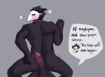  anotherbronyartist anthro avian black_body blush bow_tie breath butt darkner deltarune dialogue duo english_text erection expression_avatar genitals grinding hi_res male male/male panting penis rear_view red_eyes speech_bubble swatch_(deltarune) swatchling text undertale_(series) video_games 