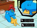  4:3 alphys animal_humanoid anthro blue_body blue_breasts breasts brown_nipples butt butt_grab dialogue dialogue_box duo english_text eye_patch eyewear facesitting female female/female fish fish_humanoid glasses hair hand_on_butt hi_res humanoid lizard marine marine_humanoid mister-basura multiple_angles nipples nude onomatopoeia purple_nipples red_hair reptile scalie smile sound_effects teasing text text_box undertale undertale_(series) undyne video_games yellow_body yellow_breasts 