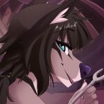  1:1 2021 anthro black_hair blue_eyes breasts canid canine canis digital_media_(artwork) domestic_dog eyebrows eyelashes female fingers hair icon low_res mammal purple_nose smile solo wolflady 
