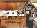 absurd_res apron apron_only balls_outline bulge canid canine canis clothing detailed_bulge genital_outline heartlessfang hi_res male mammal mostly_nude muscular muscular_male sheath_outline video_games visual_novel were werecanid werecanine werewolf werewolf_wednesday wolf ych_(character) 