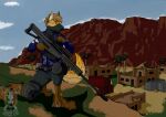  absurd_res anthro barrett_m82 canid canine canis clothed clothing detailed_background female gun hi_res mammal military ranged_weapon rifle rockonvelzmor solo weapon wolf 