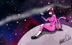  16:10 anthro clothed clothing domestic_cat felid feline felis female fur male mammal pink_body pink_fur rockonvelzmor solo space spacesuit widescreen 