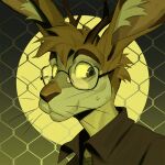  2020 anthro antlers brown_nose digital_media_(artwork) eyewear glasses hair horn jackalope jjeniac lagomorph low_res male mammal solo 