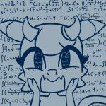  1:1 anthro calculus calculus_dragon_(blasticussaturn) dragon eyelashes fangs female grey_background hand_on_face headshot_portrait hi_res horn looking_at_viewer math monochrome open_mouth portrait signature simple_background solo text wolno 