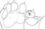  2017 anthro belly biped canid canine disney dj-rodney feet foot_fetish fox gideon_grey humanoid_hands male mammal monochrome overweight overweight_male simple_background solo white_background zootopia 