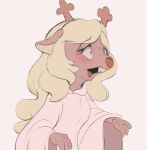  2021 anthro blonde_hair blush brown_body brown_fur capreoline cervid deltarune female fur hair mammal noelle_holiday open_mouth reindeer simple_background solo tohupo undertale_(series) video_games 