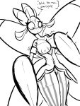  3:4 anthro blush breast_expansion breast_growth breasts dialogue embarrassed expansion exposed_breasts female genitals greyscale growth hi_res holding_breast l0ad1ng lora_lentos lurantis monochrome nintendo pok&eacute;mon pok&eacute;mon_(species) pussy simple_background thick_thighs thought_bubble video_games 