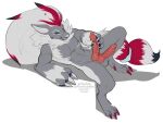  2021 alpha_channel anthro digital_media_(artwork) fan_character fur grey_body grey_fur hound_eysaluna kittydee male nintendo nude pok&eacute;mon pok&eacute;mon_(species) simple_background smile transparent_background video_games zoroark 