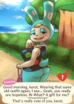 &lt;3 2021 aeonspassed animal_crossing anthro butt character_name clothed clothing digital_media_(artwork) english_text female francine_(animal_crossing) green_nose hair half-closed_eyes hi_res lagomorph leporid looking_at_viewer mammal narrowed_eyes nintendo number numbered_heart outside plant rabbit solo text tree video_games 