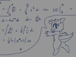  anthro blasticussaturn butt calculus calculus_dragon_(blasticussaturn) claws digitigrade dragon eyelashes fangs female grey_background horn looking_at_viewer math monochrome open_mouth raised_arm simple_background solo speech_bubble standing text 