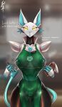  2021 absurd_res android anthro apron apron_only blue_hair blush bodily_fluids breasts clothed clothing deltarune digital_drawing_(artwork) digital_media_(artwork) domestic_cat felid feline felis female green_apron hair hi_res i_mean_breast_milk lactating machine mammal meme mostly_nude robot simple_background solo tagme tasque_manager text undertale_(series) video_games zenfry 