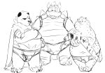  2017 anthro belly benjamin_clawhauser blush bowser bulge cheetah clothing disney felid feline group humanoid_hands izvy_(artist) koopa male mammal mario_bros navel nintendo overweight overweight_male pangoro pok&eacute;mon pok&eacute;mon_(species) scalie sketch underwear video_games zootopia 