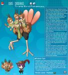  3_heads anthro argument armwear better_version_at_source bird_feet blue_background bracelet chibi clothing dodrio english_text feathers female green_clothing group hi_res human humanoid jewelry kinkymation male mammal multi_head nintendo pok&eacute;mon pok&eacute;mon_(species) simple_background solo_focus text video_games 