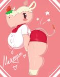  &lt;3 absurd_res animal_crossing anthro big_breasts blush blush_stickers breasts clothing english_text female food fruit hearts_around_text hi_res hooves looking_at_viewer mammal mehdrawings merengue_(animal_crossing) nintendo plant rhinocerotoid solo star strawberry text text_with_heart thick_thighs uniform video_games 