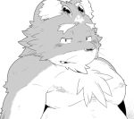  2013 belly biped blush canid canine incubus! ink_incuberia kemono kira_nerisu low_res male mammal monochrome moobs nipples overweight overweight_male portrait simple_background solo white_background 