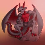  1:1 anchors_art_studio anthro bulge dragon horn looking_at_viewer male muscular pinup pose simple_background wings 