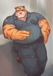  2020 anthro bottomwear clothing felid hi_res humanoid_hands kemono kuki1210 male mammal overweight overweight_male pantherine pants police police_officer police_uniform shirt solo tiger topwear uniform 