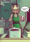  absurd_res anthro apron apron_only big_breasts black_kek breasts clothing felid feline female fur green_apron hi_res i_mean_breast_milk lynx mammal meme milk mostly_nude 