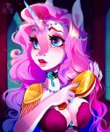  2021 anthro blue_eyes breasts clothed clothing digital_media_(artwork) equid equine eyebrows eyelashes female hair horn mammal open_mouth pacevanrign pink_hair teeth tongue unicorn 