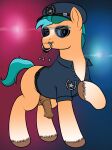  animal_genitalia animal_penis balls blue_hair brown_eyes clothing equid equine equine_penis eyewear feral genitals hair hasbro hi_res hitch_trailblazer_(mlp) horse key male mammal mlp_g5 my_little_pony penis police police_hat police_officer police_uniform pony registereduser seductive sunglasses undressing uniform 