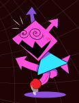  arrow balls blue_body blue_skin blush bodily_fluids darkajugin darkner deltarune erection fin genital_fluids genitals geometric_background grid_background hi_res male multicolored_body pattern_background penis pink_body pink_skin precum sharp_teeth simple_background solo spiral_eyes teeth two_tone_body undertale_(series) video_games virovirokun 