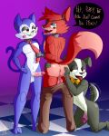  animatronic anthro anus butt candy_(fnac) canid canine canis clothed clothing dialogue domestic_cat domestic_dog doug_the_dog_(tnar) eye_patch eyewear felid feline felis five_nights_at_candy&#039;s five_nights_at_freddy&#039;s fox foxy_(fnaf) genitals group hi_res humanoid imminent_sex lechugansfw machine male male/male mammal narrowed_eyes partially_clothed penis robot spread_butt spreading those_nights_at_rachel&#039;s tongue tongue_out undressing undressing_partner video_games young 